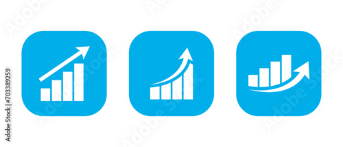 Growing bar graph icon vector on square background. Profit growth symbol