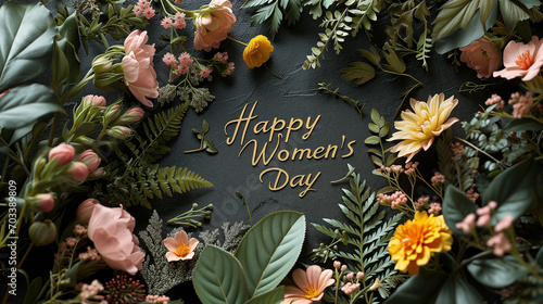 Kwiatowy Styl: Piękno Dnia Kobiet na Tle Kwiatowej Kompozycji