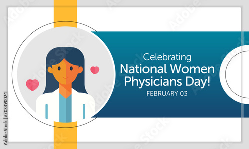 Women Physicians day is observed every year on February 3, Vector illustration