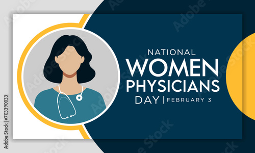 Women Physicians day is observed every year on February 3, Vector illustration