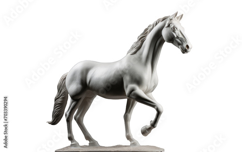 Real Photo of Horse Statuette on a White Canvas Isolated on Transparent Background PNG.
