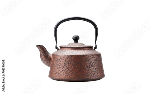 Real Photo of Stoneware Kettle Elegantly Placed on a Pure White Background Isolated on Transparent Background PNG.