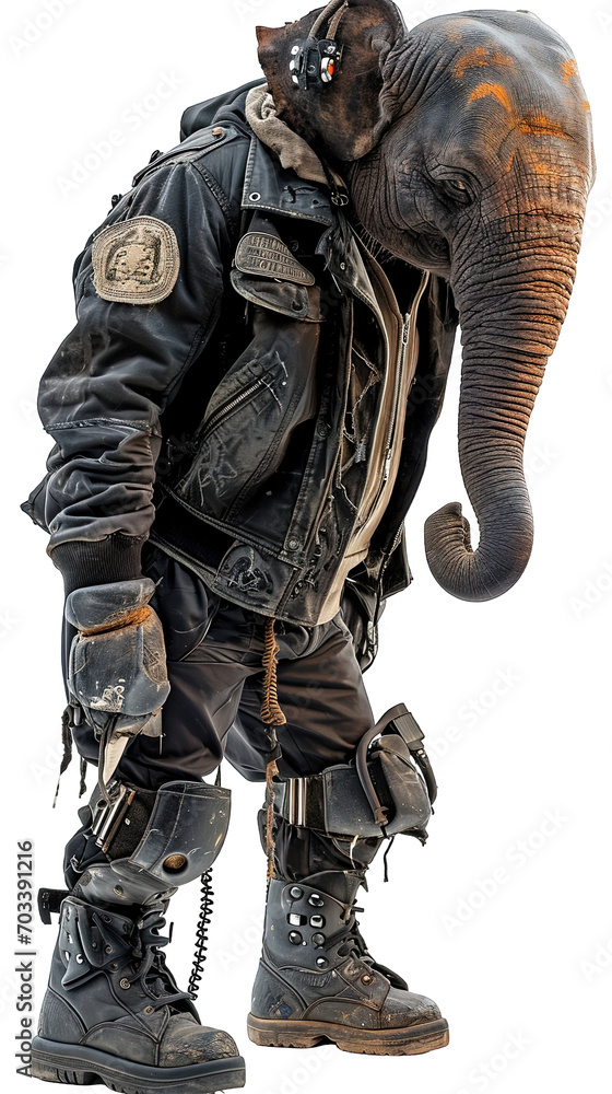 anthropomorphic elephant with hoodie futuristic anthropomorphic elephant with hoodie futuristic