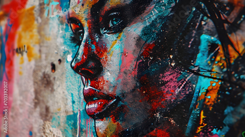 Graffiti street wall art of a beauty girl woman background wallpaper