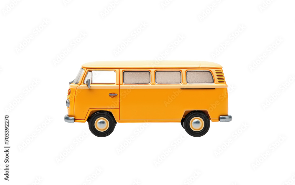 A Genuine Image Depicting the Realistic Charm of a Toy Van Against a Clean White Backdrop Isolated on Transparent Background PNG.