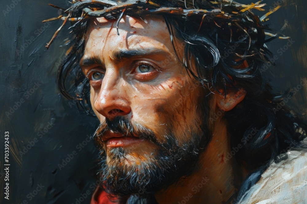portrait of a Jesus Christ with crown of thorns