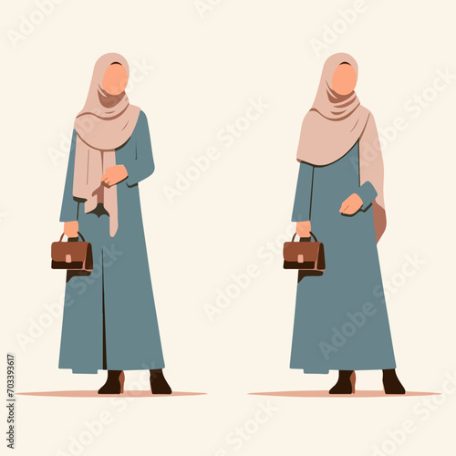 Illustration of stylish muslim female. beautiful muslim girl hijab vector illustration