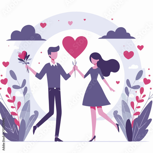 illustration of a couple celebrating Valentine s Day. Vector illustration for greeting card  banner  sticker  and invitation