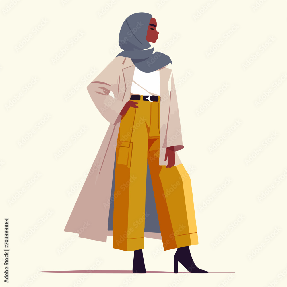Illustration of stylish muslim female. beautiful muslim girl hijab vector illustration