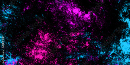 Star field background Aquamarine and pink dark red pink, blue and purple nebula universe. Cosmic neon light blue watercolor background aquarelle deep black Paper textured. Fantastic outer view space