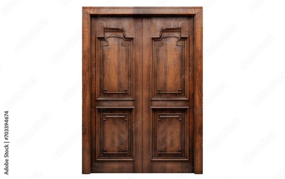 Dive into the World of Design Beauty with this Real Photo Featuring a Wooden Door on a Pure White Canvas Isolated on Transparent Background PNG.