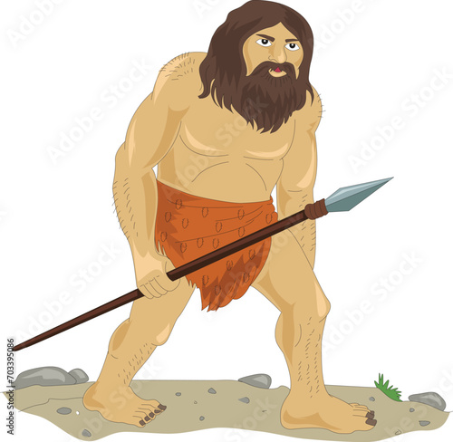 Early man with a spear in hand
