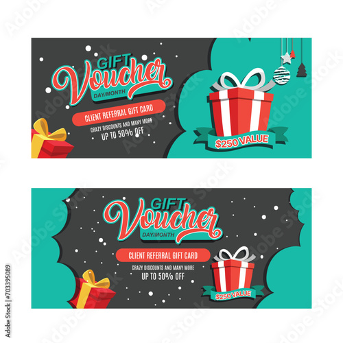 Christmas voucher template flat classical design