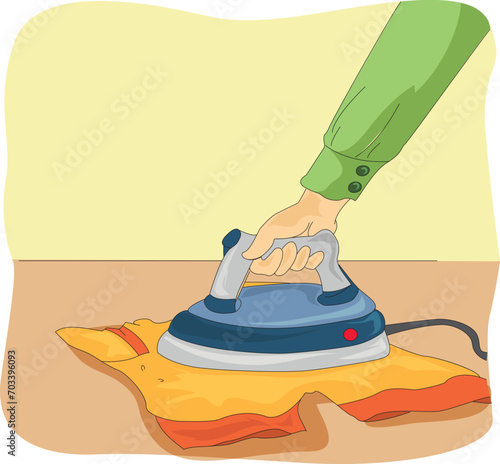 Man ironing clothes vector illustration