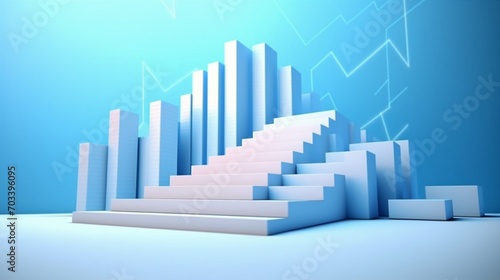 a 2024 year number with a target icon and a rise-up arrow on white blocks  creating a graph of steps as a visual representation of the action plan for business growth and profit  set on a vibrant blue