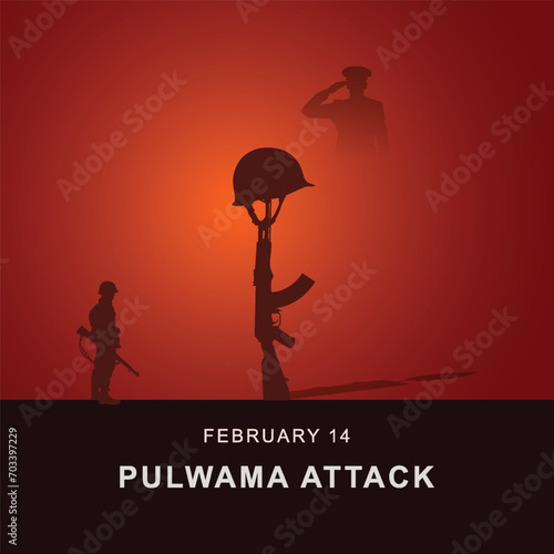 Black day, of India 14 February, pulwama attack, Poster, on Indian army. vector illustration, graphic art, post, design, CRPF Jawans. India, new,