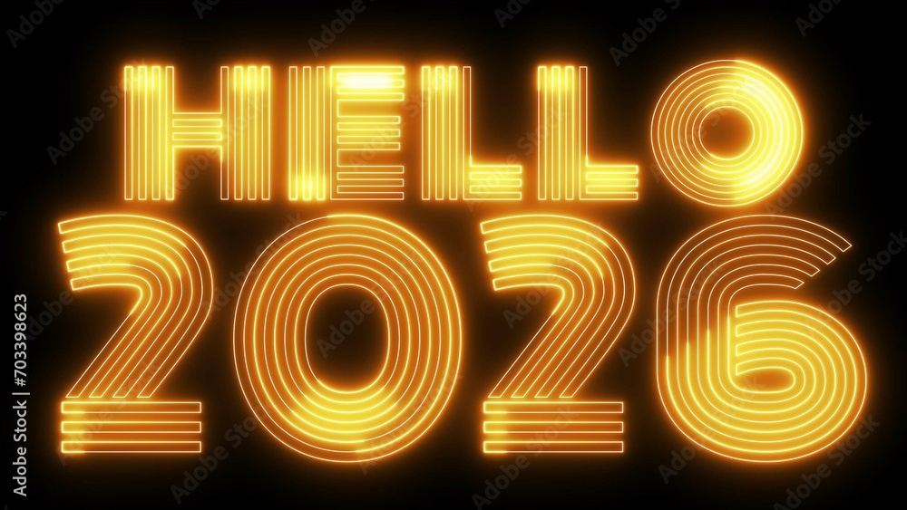 Hello 2026 Lettering Hello 2026 text font with light. Luminous and shimmering haze inside ...