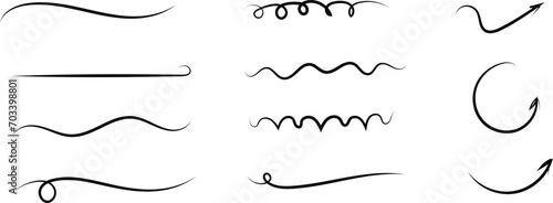 Hand draw lines set. Vector