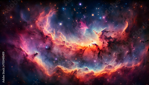 Starry night cosmos Colorful nebula cloud in space galaxy 