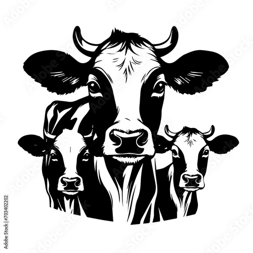 Cow Family Vector Illustration