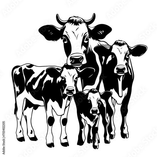 Cow Family Vector Illustration