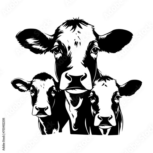 Cow Family Vector Illustration