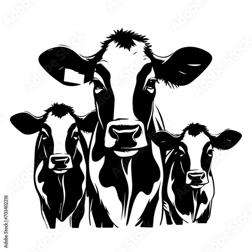 Cow Family Vector Illustration
