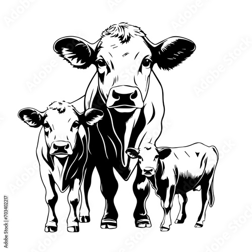Cow Family Vector Illustration