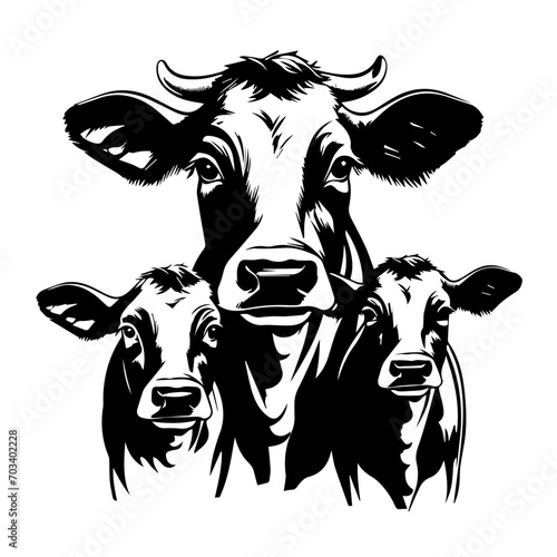 Cow Family Vector Illustration