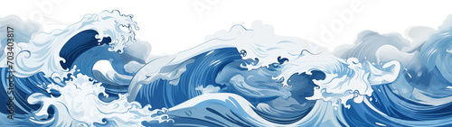 Fényképezés Illustration of Water Waves in Japanese Art