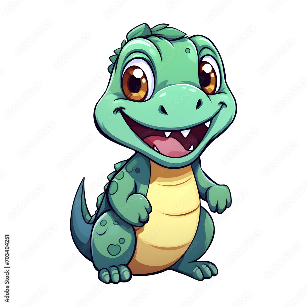 Fototapeta premium Cute dinosaur cartoon on transparent background.