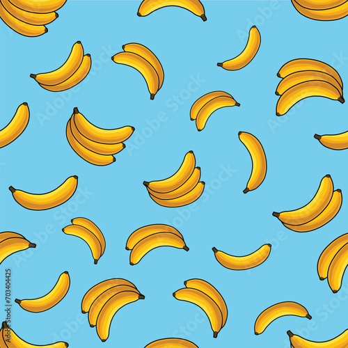seamless banana pattern with isolated blue background