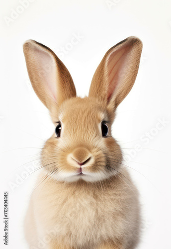 Young easter white pets background small domestic bunny cute isolated rabbit animal © VICHIZH