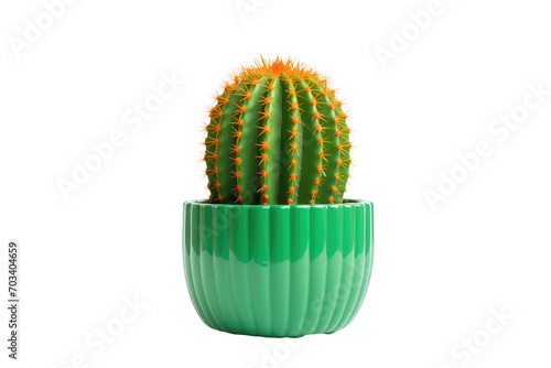 Cactus-shaped Ceramic Planter on Transparent Background  PNG  Generative  Ai