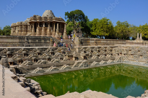 Sun Temple with Stepwell in Modhera, Gujarat, India.