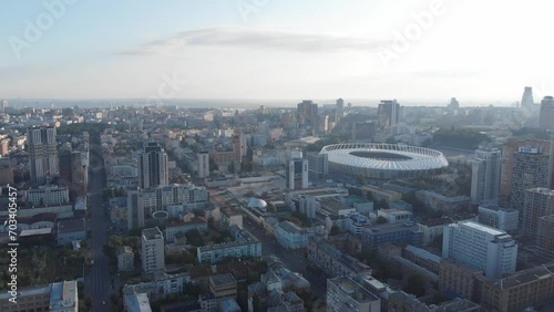 Panoramic video of the city of Kieve from the air. Modern European city of Ukraine filmed from the air photo