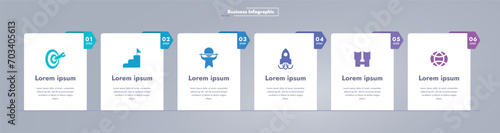 This infographic image features a modern and minimalistic design that illustrates an information process or sequence of events in a business. For presentations, websites or brochures.