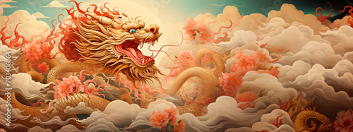 Illustration of a Chinese dragon para saludos de año nuevo chino photo