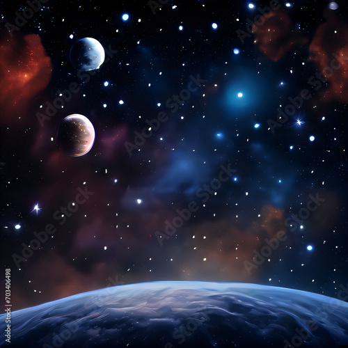 Abstract background - planets, stars, galaxies surreal scenery in space