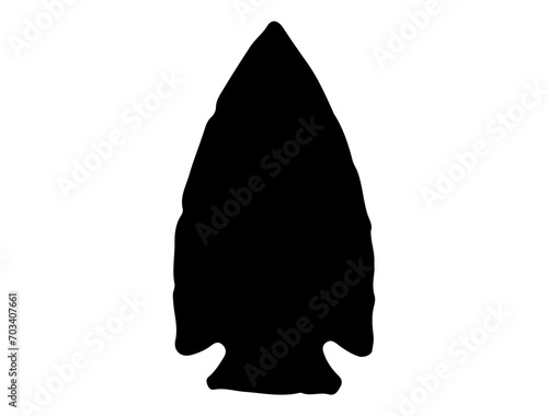 Native American stone arrowhead silhouette vector art