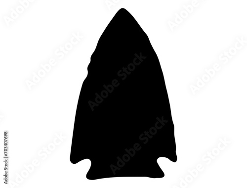 Native American stone arrowhead silhouette vector art