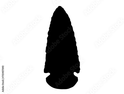 Native American stone arrowhead silhouette vector art