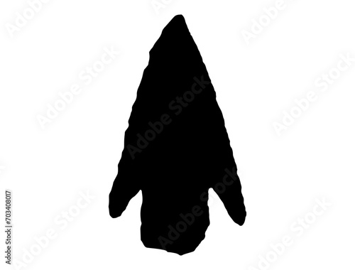 Native American stone arrowhead silhouette vector art