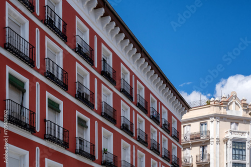 Colorful residential building in Madrid, Spain on a sunny day