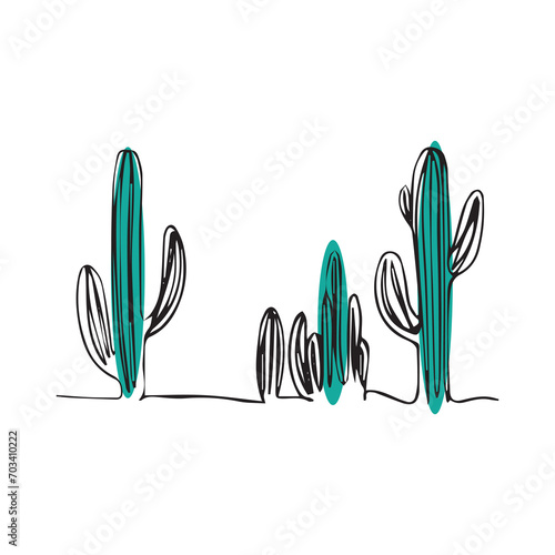 cactus one line art illustration