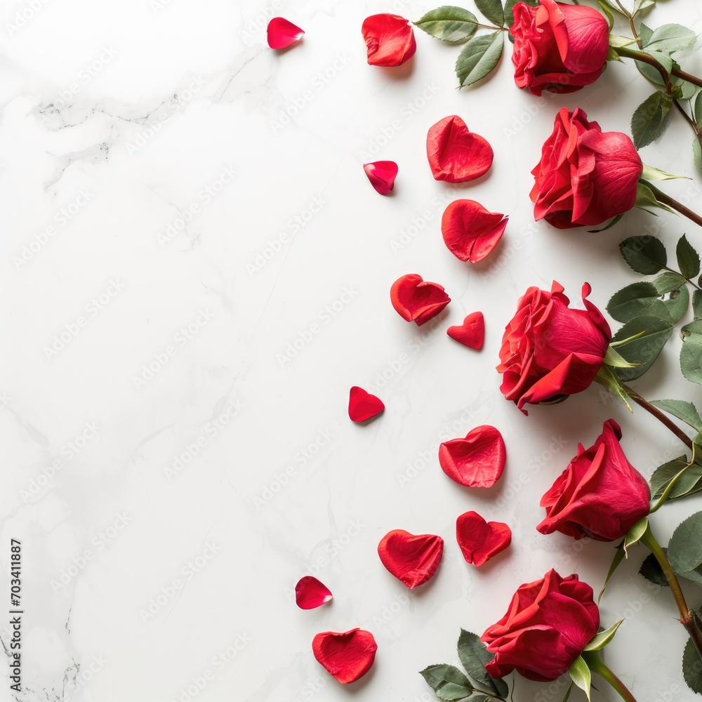 Fototapeta premium Romantic background. Beautiful flowers Valentine's Day. Romantic background with flowers for birthday, wedding. Spring background with flowers