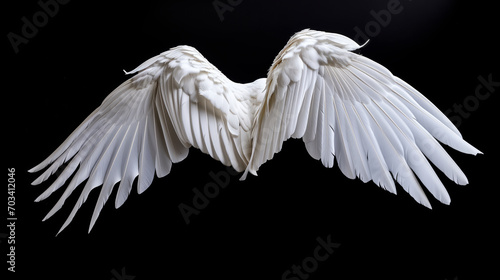 white feather wings on a black generated by ai
