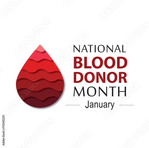 Red dropand a text JANUARY IS BLOOD DONOR MONTH.
