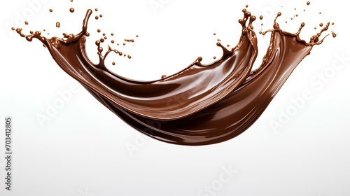 Chocolate stream, river, splashes, splash on a white background.