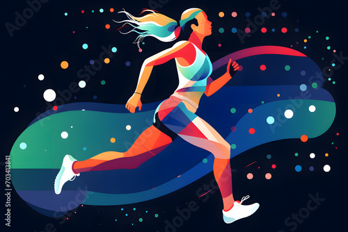 Running woman colorful splash poster